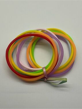 Set of 12 Rainbow and Pastel Rainbow Colored Jelly Bracelets